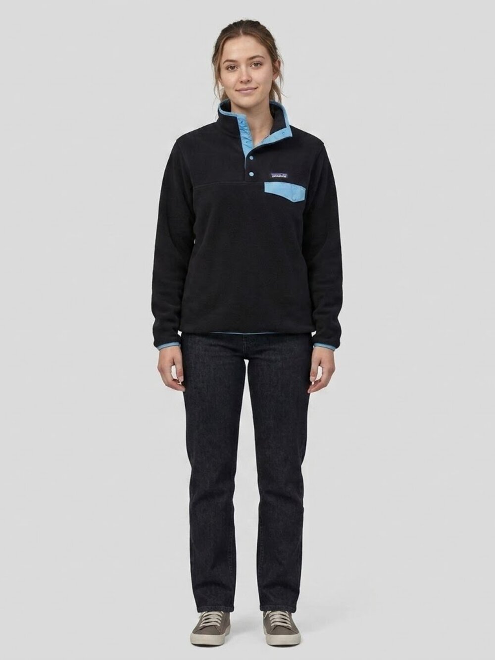 Patagonia Black Blue Trim Lightweight Synchilla Snap-T Fleece Pullover